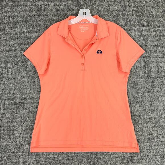 Peter Millar‎ Womens Golfing Polo Large Salmon Stretch Sun Protect Wicking Comfy - Picture 1 of 6